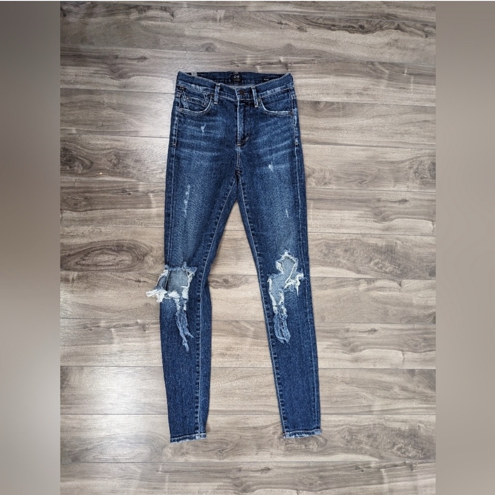 Citizen of Humanity Rocket High Rise Skinny Denim Jeans Ripped Destroyed Size 24